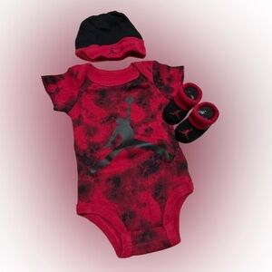 Jordan Kids Red and Black Onesie Set